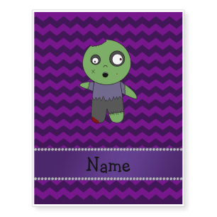 Personalized name zombie purple chevrons temporary tattoos