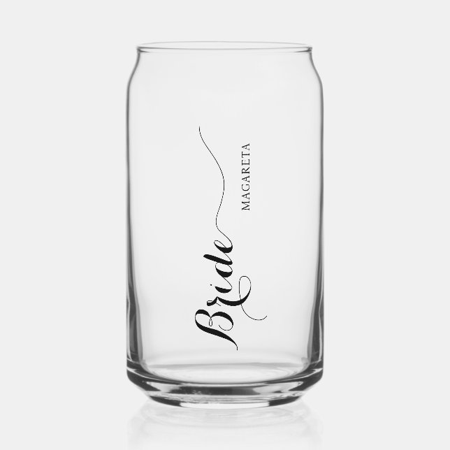 Personalized Named Bride Can Glass (Front)
