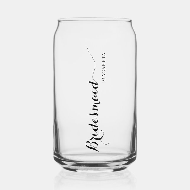 Personalized Named Bridesmaid Can Glass (Front)