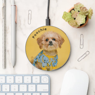Personalized Named Cute Dog Image Wireless Charger