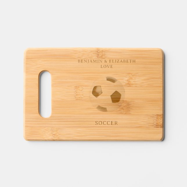 Personalized Named Love Soccer Engraved Cutting Board (Front)
