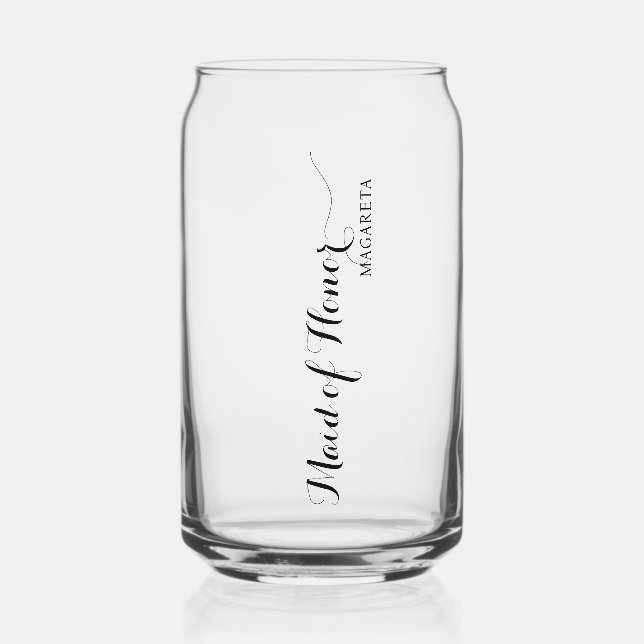 Personalized Named Maid of Honor Can Glass (Front)