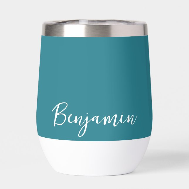 Personalized Named Turquoise  Thermal Wine Tumbler (Back)