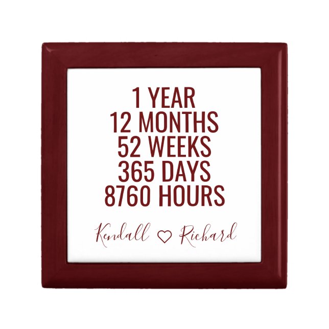 Personalized Names 1st Anniversary Keepsake Gift Box (Front)