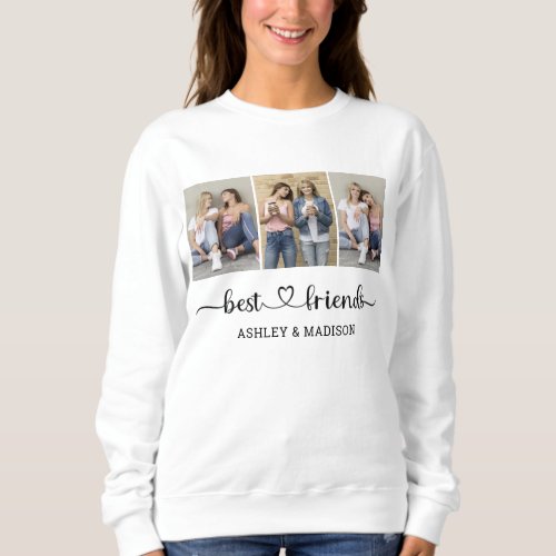 Personalized Names 3 Photo Collage Best Friends Sweatshirt
