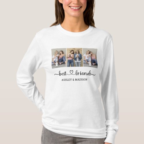 Personalized Names 3 Photo Collage Best Friends T_Shirt