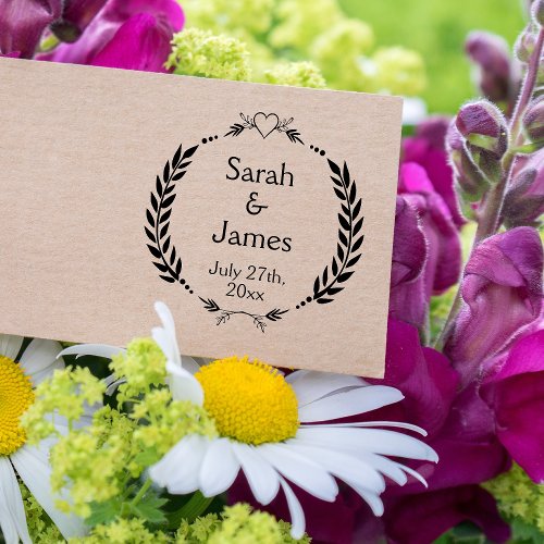 Personalized Names and Wedding Date Rubber Stamp
