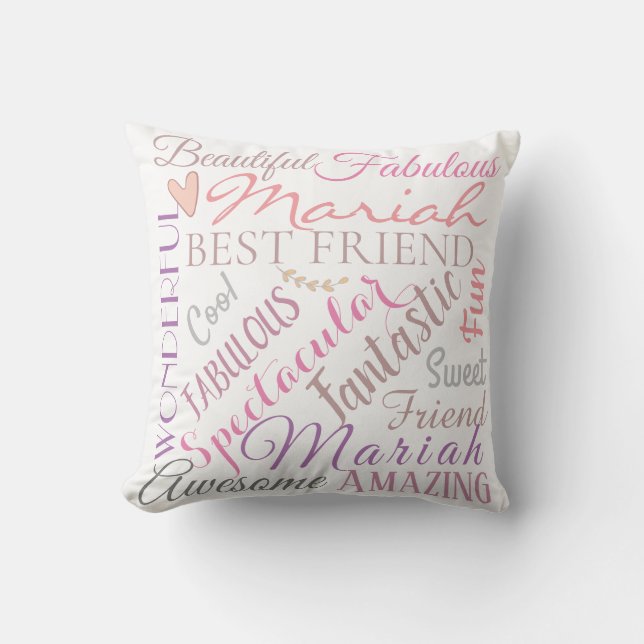 Personalized Names and Words of Love 'n Friendship Throw Pillow (Front)