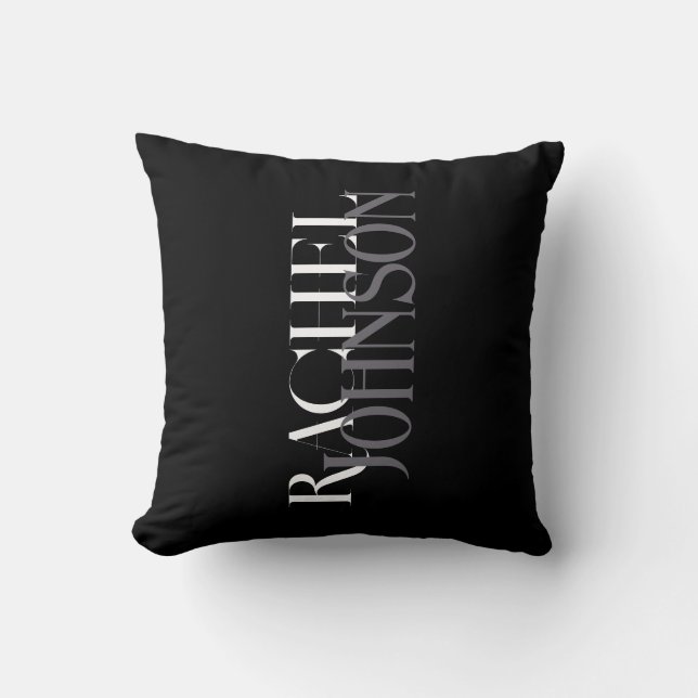 Personalized Names Black Gray  Throw Pillow (Front)