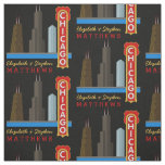 Personalized Names Chicago Illinois Skyline Fabric