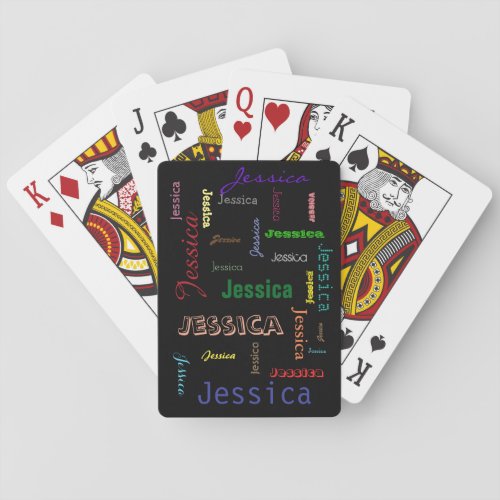 Personalized Names Collage Word Cloud Typography Poker Cards