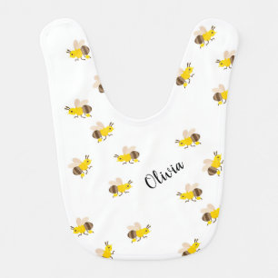 Personalized Names Cute Honey Bee Pattern Baby Bib
