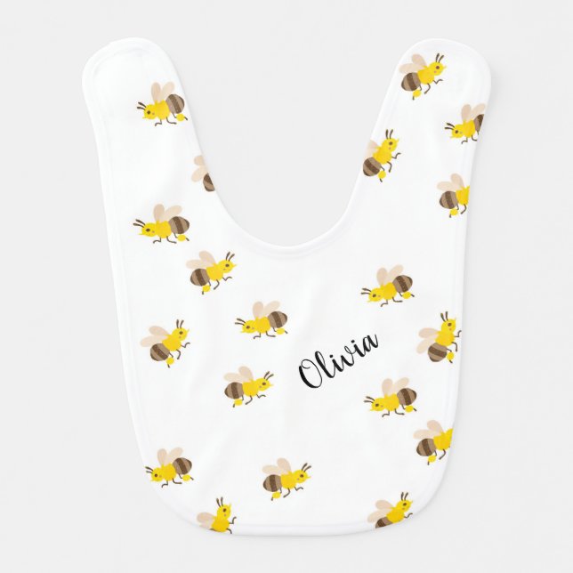 Personalized Names Cute Honey Bee Pattern Baby Bib (Front)
