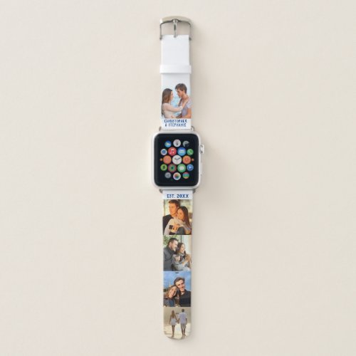 Personalized Names Date and 5 Photo Collage Apple Watch Band