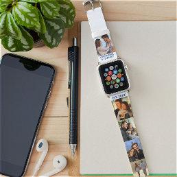 Personalized Names Date and 5 Photo Collage Apple Watch Band