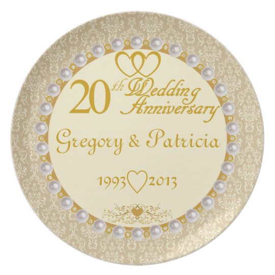 PERSONALIZED (NAMES/DATES) 20th Anniversary Plate.