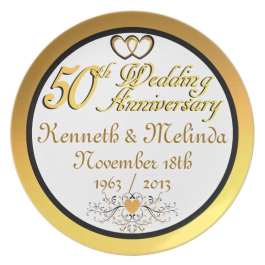 PERSONALIZED (NAMES/DATES) 50th Anniversary Plate (Front)
