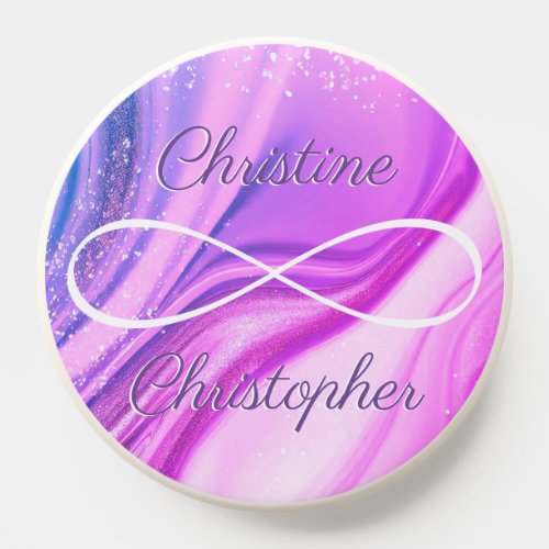 Personalized Names Infinity Symbol Purple Marbled  PopSocket