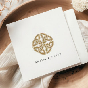 Personalized Names Irish Celtic Knot Gold Wedding Napkins