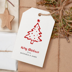 Personalized Names Merry Christmas Tree Doodle Gift Tags