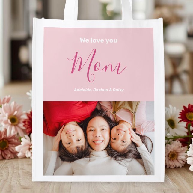 Personalized Names Photo | Mom Shopping Reusable  Grocery Bag (Creator Uploaded)