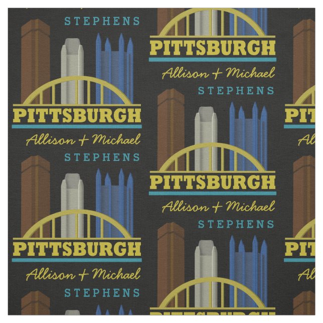 Personalized Names Pittsburgh Pennsylvania Skyline Fabric (Swatch)