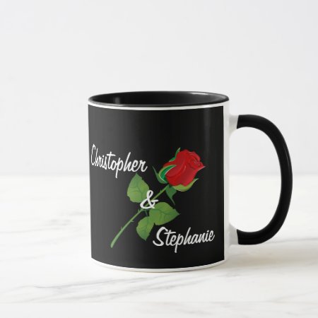 Personalized Names Romantic Red Rose Valentine Mug