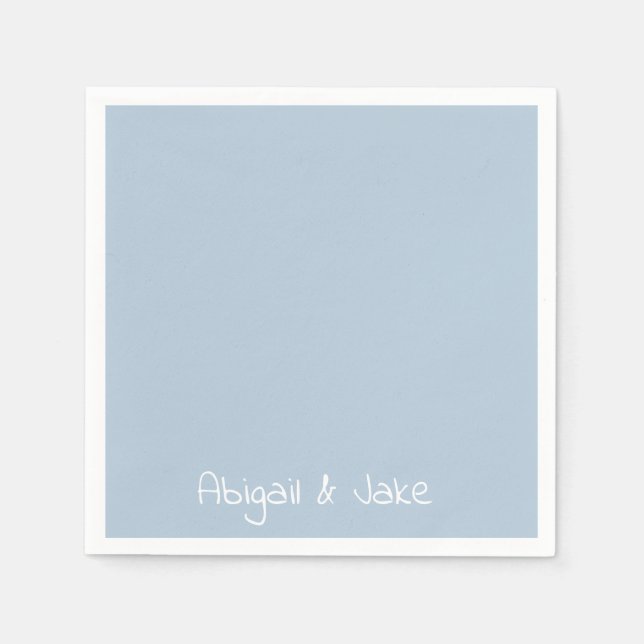 Personalized Names Sky Blue Cocktail Napkins (Front)