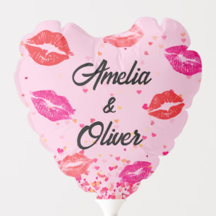 Personalized Names Valentine's Pink Kiss Hearts Ba Balloon