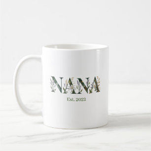 Personalized Nana Est Year Floral Grandmother Gift Coffee Mug