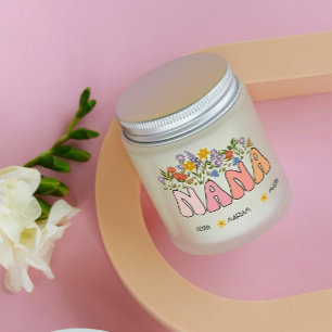 Personalized Nana Floral Design & Grandkid's names Scented Candle