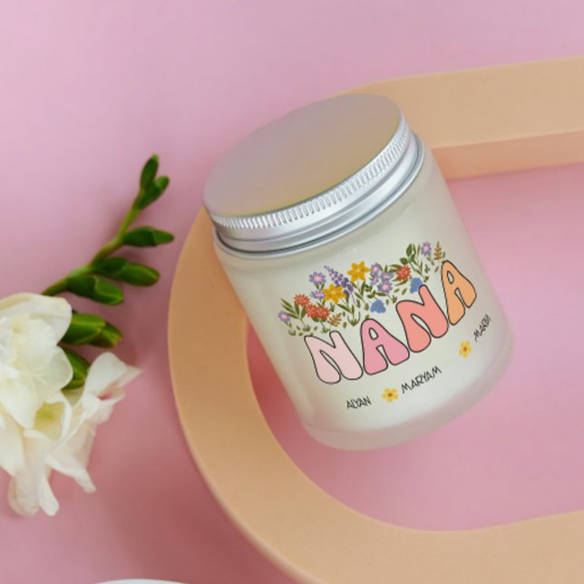 Personalized Nana Floral Design & Grandkid's names Scented Candle (Creator Uploaded)