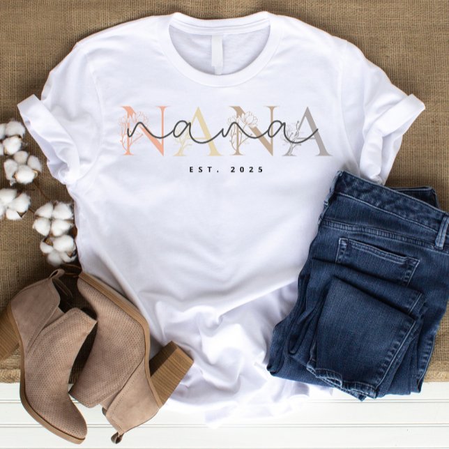 Personalized Nana Grandma Floral Elegance  T-Shirt (Creator Uploaded)