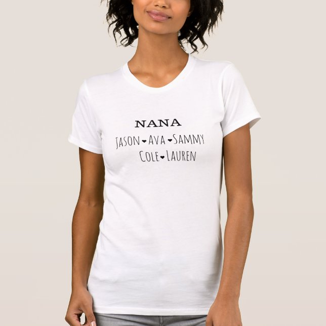 Personalized Nana, Grandma Gift, Personalized Nana T-Shirt (Front)