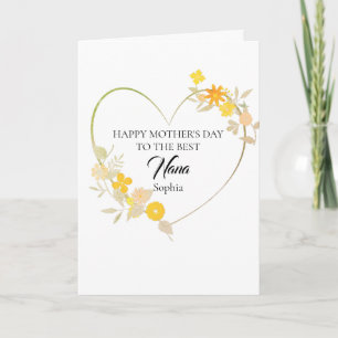 Personalized Nana Name Mother’s Day Floral Heart Card