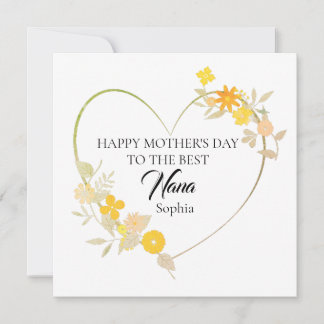 Personalized Nana Name Mother’s Day Floral Heart Card