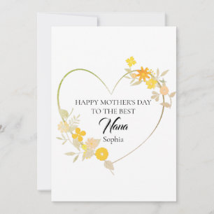 Personalized Nana Name Mother’s Day Floral Heart Card