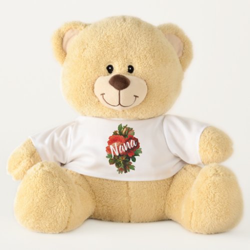 Personalized Nana with Roses Teddy Bear