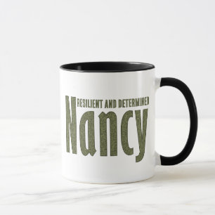 Personalized "Nancy" in Dark Army Green Camouflage Mug