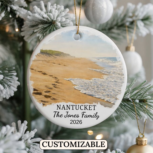 Personalized Nantucket Ornament, Massachusetts Ceramic Ornament (Creator Uploaded)