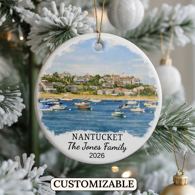 Personalized Nantucket Ornament, Massachusetts Ceramic Ornament (Creator Uploaded)