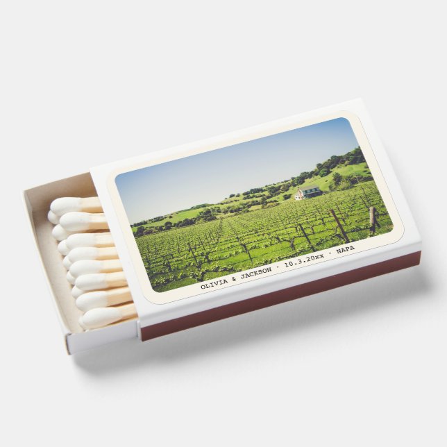 Personalized Napa Winery Wedding Favor Matches (Front Open)