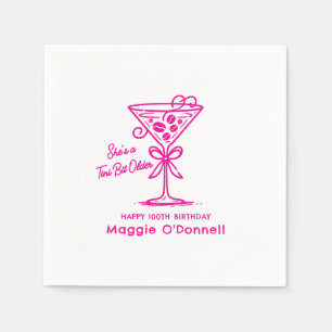 Personalized Napkins 100th Birthday Martini
