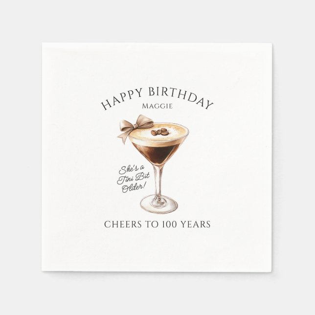 Personalized Napkins 100th Birthday Martini (Front)