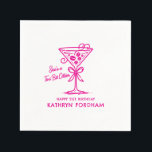 Personalized Napkins 21st Birthday Martini<br><div class="desc">An espresso martini shows that the guest of honor is "a tini bit older." Girly pink color palette. Martini with a bow and espresso beans.</div>