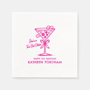 Personalized Napkins 21st Birthday Martini