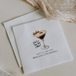 Personalized Napkins 21st Birthday Martini<br><div class="desc">An espresso martini shows that the guest of honor is "a tini bit older." Sophisticated neutral color palette. Martini with a bow and espresso beans.</div>