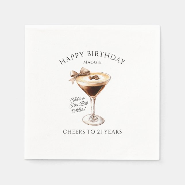 Personalized Napkins 21st Birthday Martini (Front)