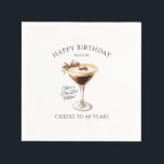 Personalized Napkins 40th Birthday Martini<br><div class="desc">An espresso martini shows that the guest of honor is "a tini bit older." Sophisticated neutral color palette. Martini with a bow and espresso beans.</div>