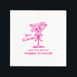 Personalized Napkins 90th Birthday Martini<br><div class="desc">An espresso martini shows that the guest of honor is "a tini bit older." Girly pink color palette. Martini with a bow and espresso beans.</div>
